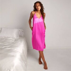 Lunya Pink washable silk Slip nightgown Dress